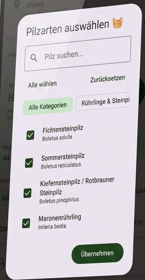 Deinen Pilz Korb zusammenstellen – Screenshot